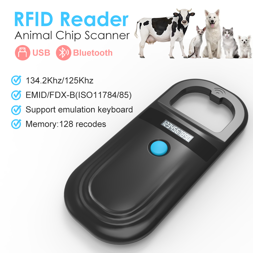 Pet Supplies Online - Leitor rfid de animais pretos, 134.2khz,